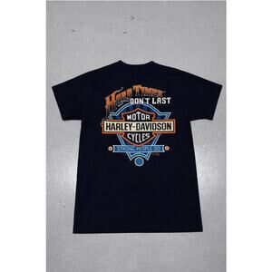 VTG 1991 Harley Davidson 3D Emblem Hard Times Don’t Last Shirt L Single Stitch